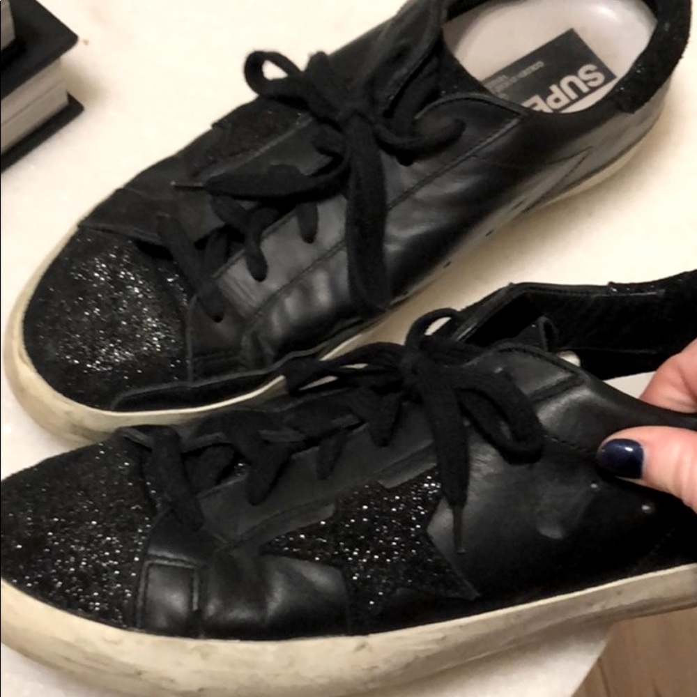 GOLDEN GOOSE BLACK GLITTER SNEAKERS!!